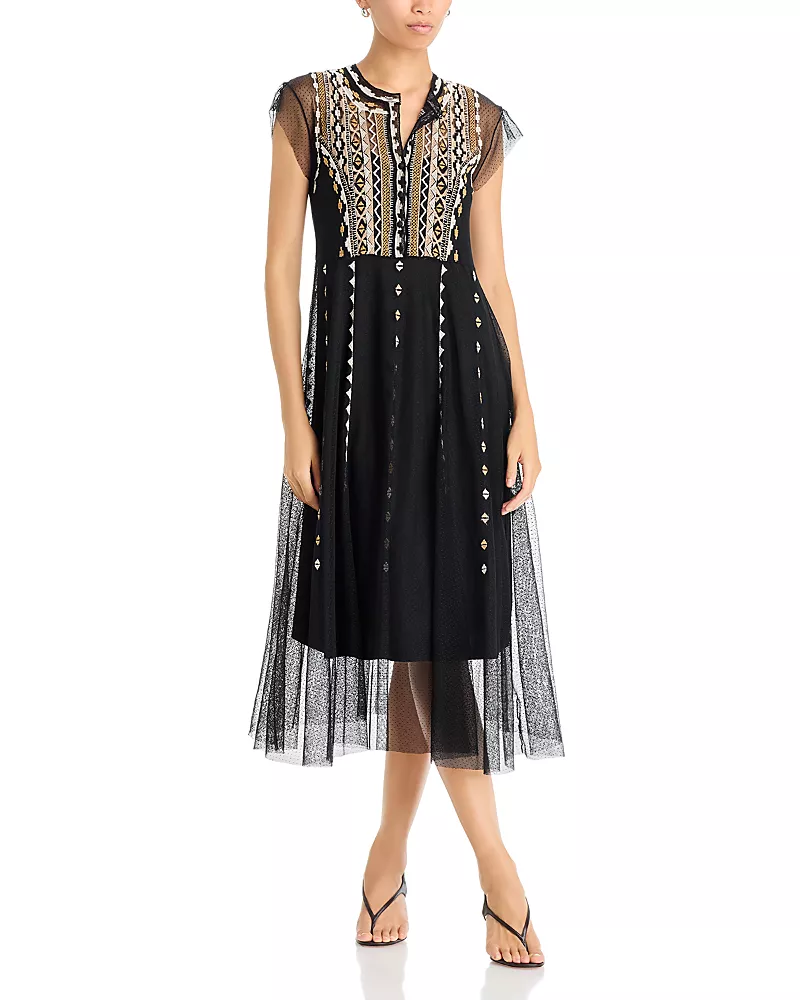 Johnny Was Luisella Mesh Midi Dress
