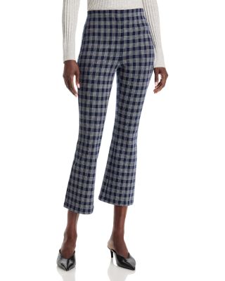 Check Print High Rise Kick Flare Pants