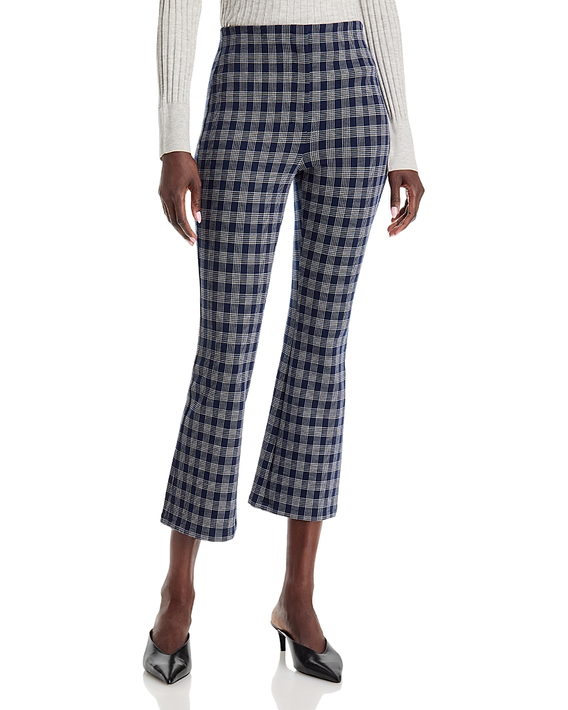 Theory Check Print High Rise Kick Flare Pants