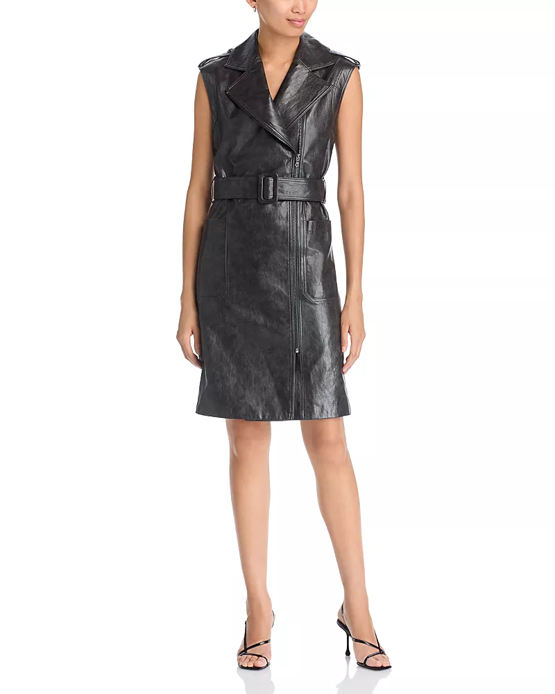 Kobi Halperin Alexis Belted Faux Leather Dress