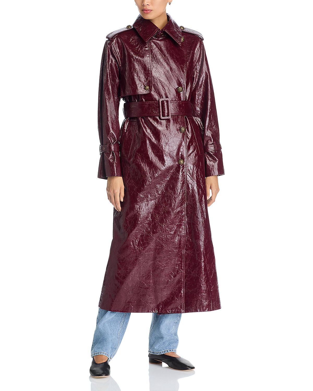 Kobi Halperin Rose Belted Faux Leather Trench Coat