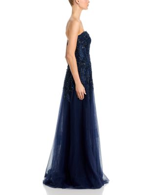 Embellished Tulle Strapless Gown - thumbnail 5