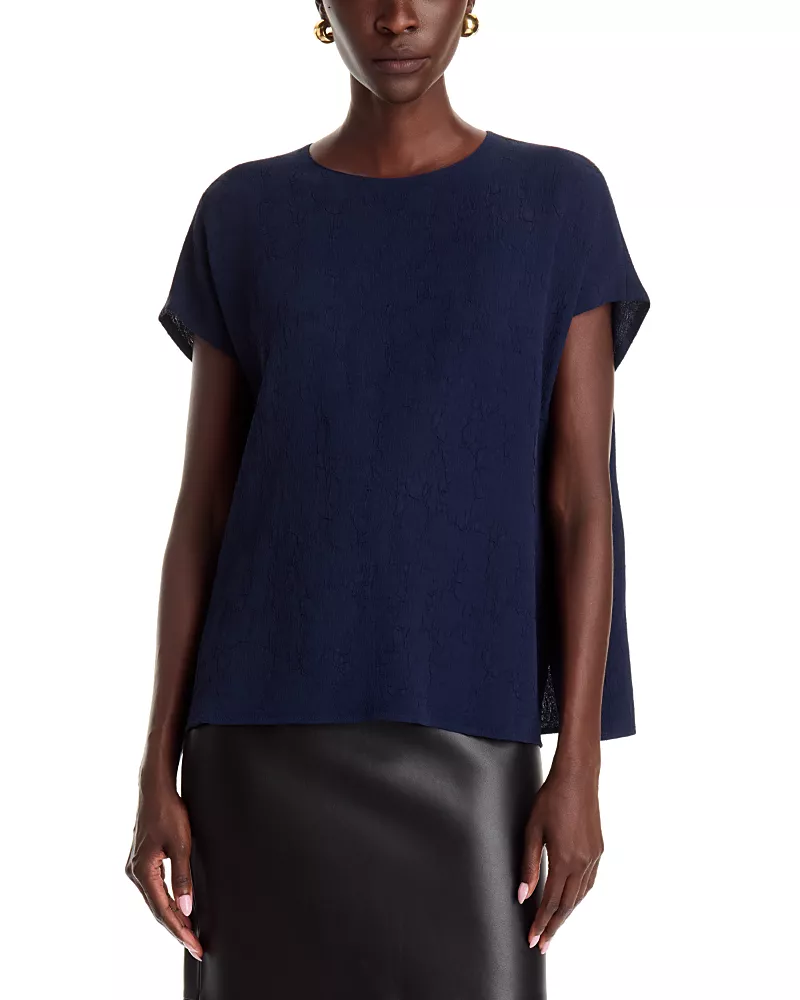 Lafayette 148 New York Silk Stretch Round Neck Top