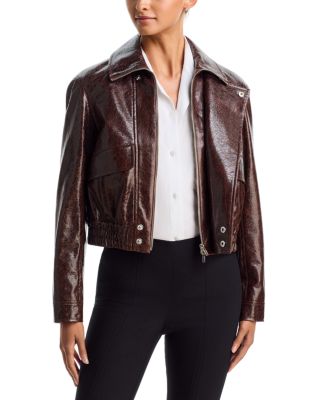 Tumbled Faux Leather Zip Front Jacket