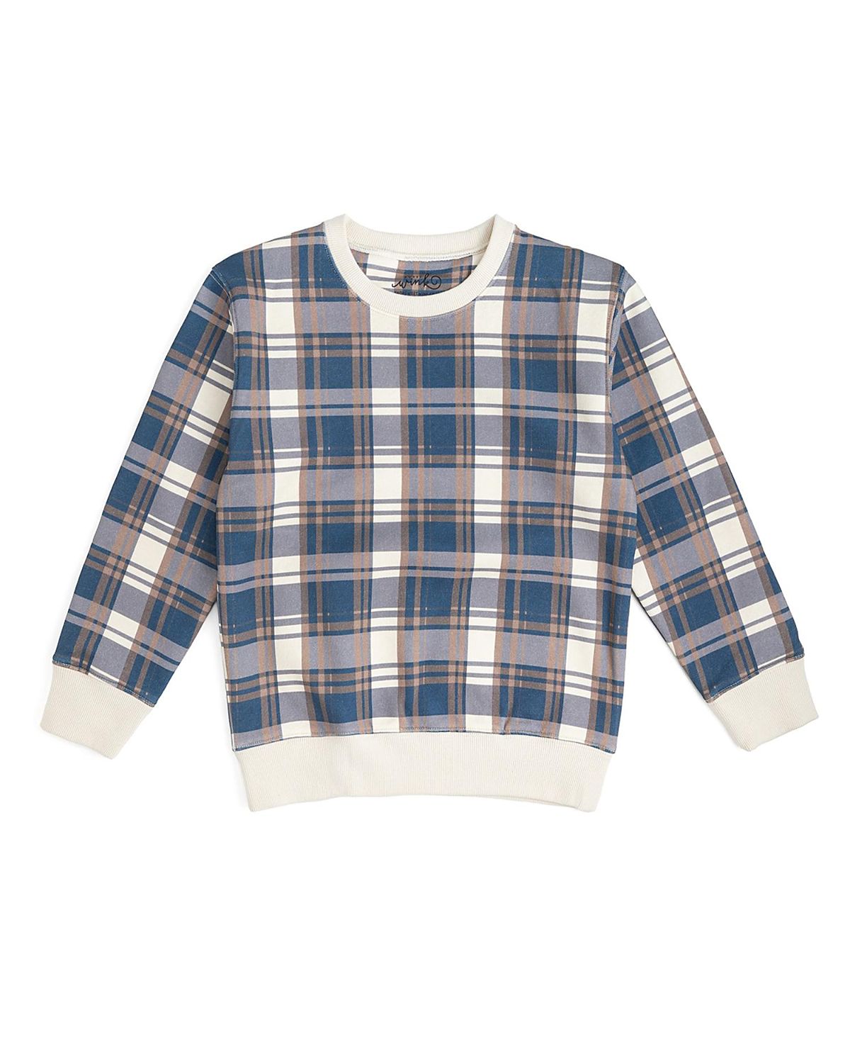 Sweet Wink Boys' Navy Plaid Sweatshirt - Little Kid