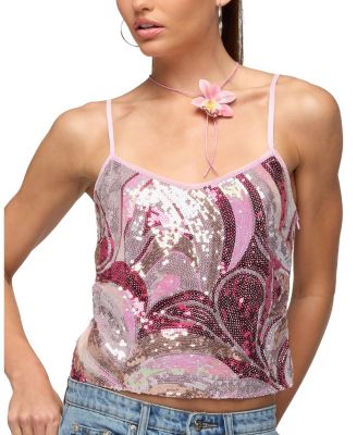 Edikted Ceren Abstract Sequin Tank Top