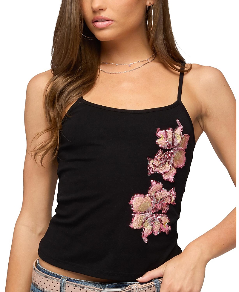Edikted Sylvanna Sequin Flower Tank Top
