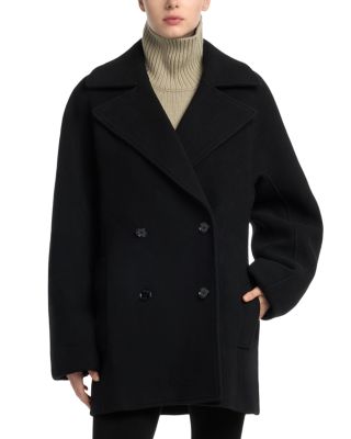 Wool Blend Rounded Double Breasted Peacoat