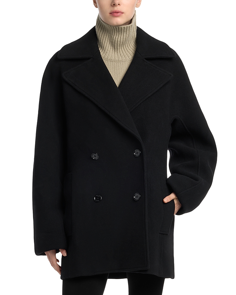Toteme Wool Blend Rounded Double Breasted Peacoat