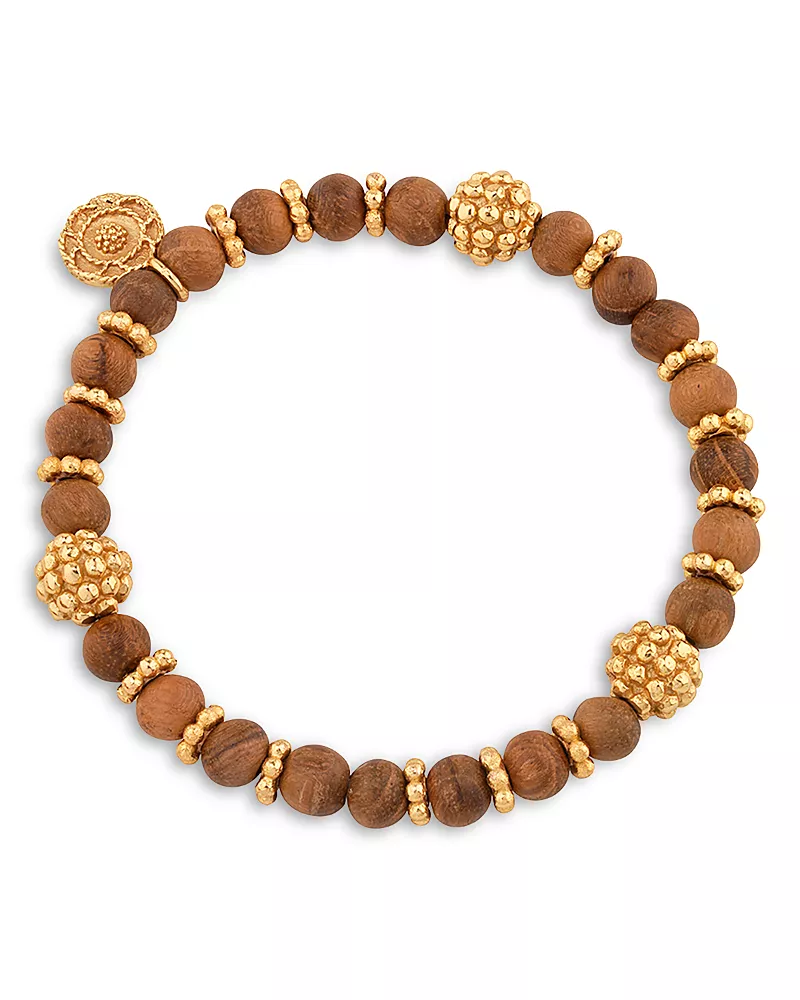 Capucine De Wulf Berry Teak Beaded Stretch Bracelet