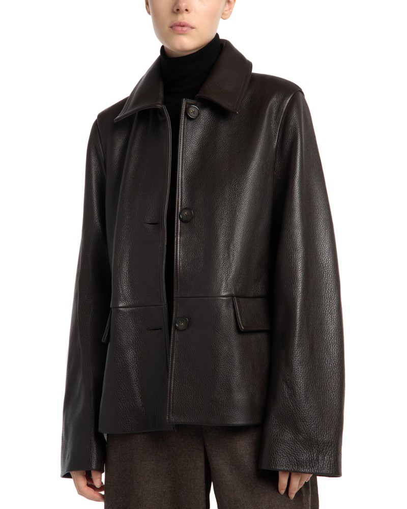 TOTEME Leather Button Front Jacket by Bloomingdale's