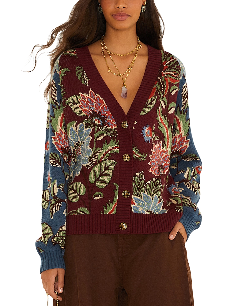 Farm Rio V Neck Two Tone Cardigan