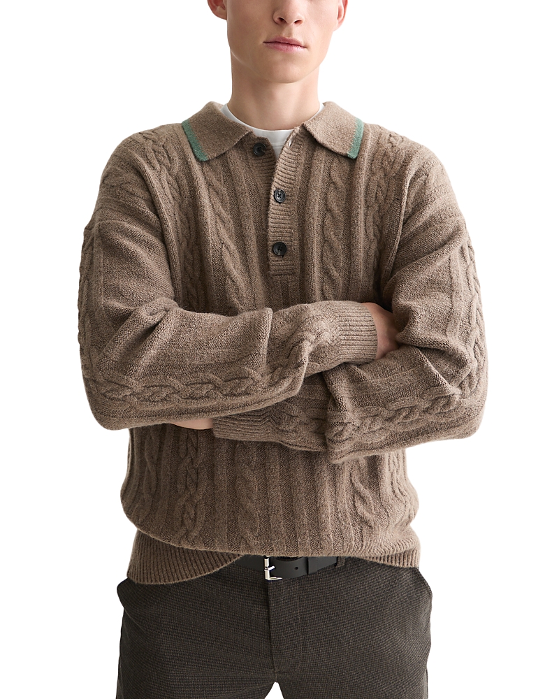 Scotch & Soda Soft Knit Cable Polo Sweater