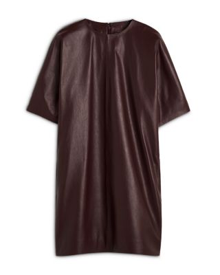 Cocoon Leather Shift Dress