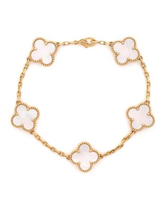 Vintage Alhambra 5 Motifs Bracelet 18K Gold and Mother of Pearl