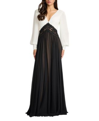 Benulo Pleated Embroidered Waist Gown