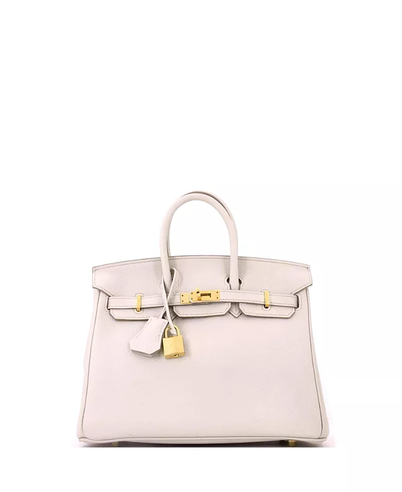 Pre-Owned HERMES Birkin 25 Handbag Light Togo with Gold Hardware