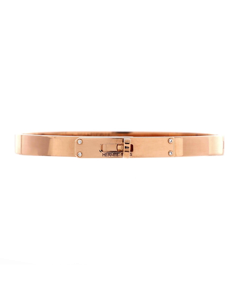 Pre-Owned HERMES Small Kelly Bracelet 18K Rose Gold with 4 Diamonds