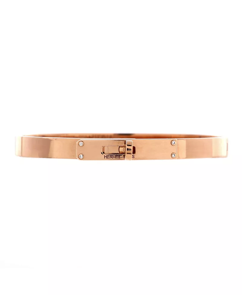 Pre-Owned HERMES Small Kelly Bracelet 18K Rose Gold with 4 Diamonds