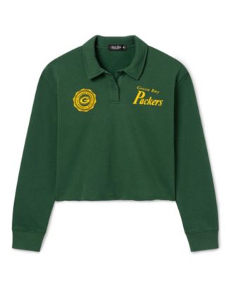  Women's NFL Green Bay Packers Polo Crop Fleece