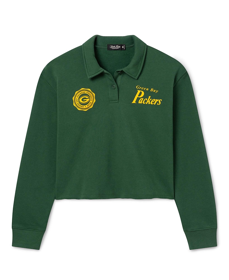 Junk Food Clothing Women's Green Bay Packers Polo Crop Fleece