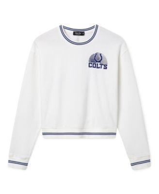 Junk Food Clothing Women's Indianapolis Colts Cropped Striped Rib Fleece
