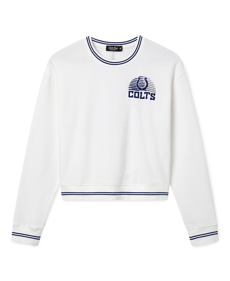 Junk Food Clothing Women's Indianapolis Colts Cropped Striped Rib Fleece