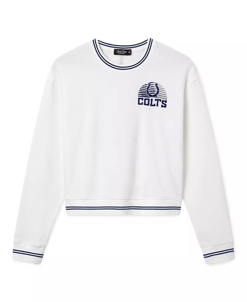 Junk Food Clothing Women's Indianapolis Colts Cropped Striped Rib Fleece