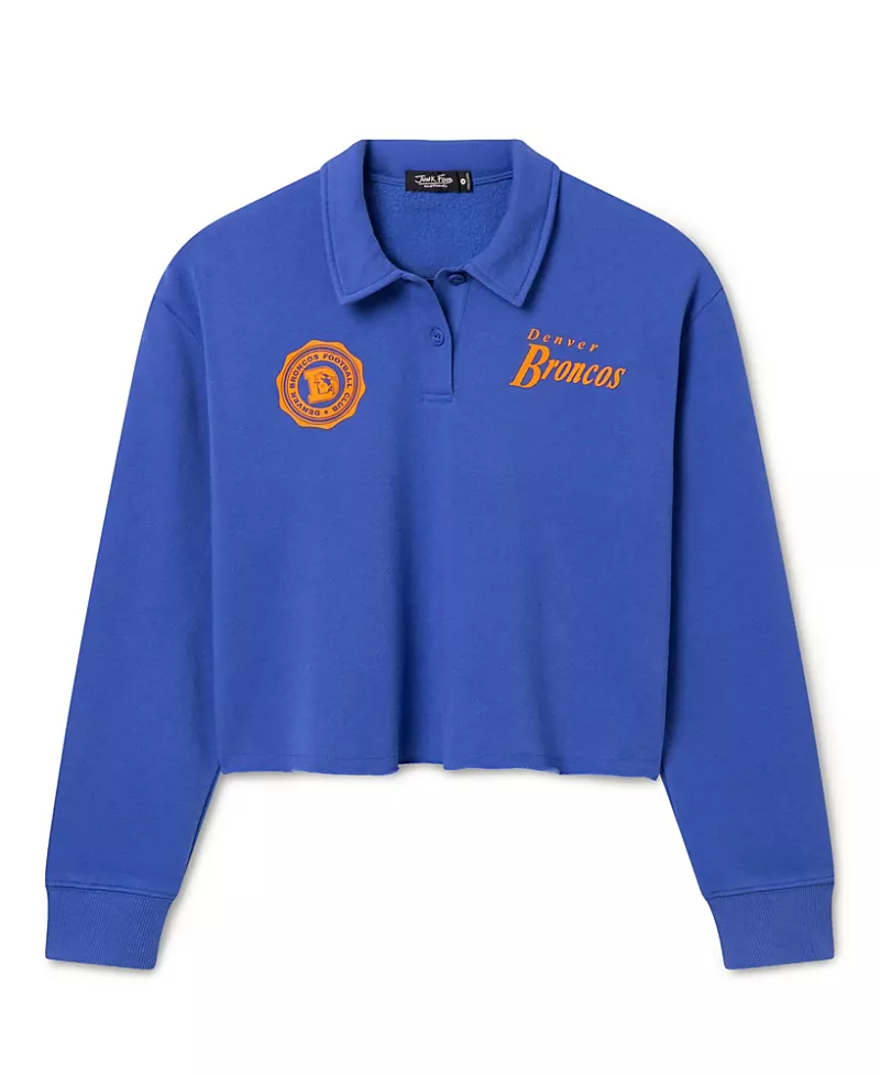 Junk Food Clothing Women's Denver Broncos Polo Crop Fleece