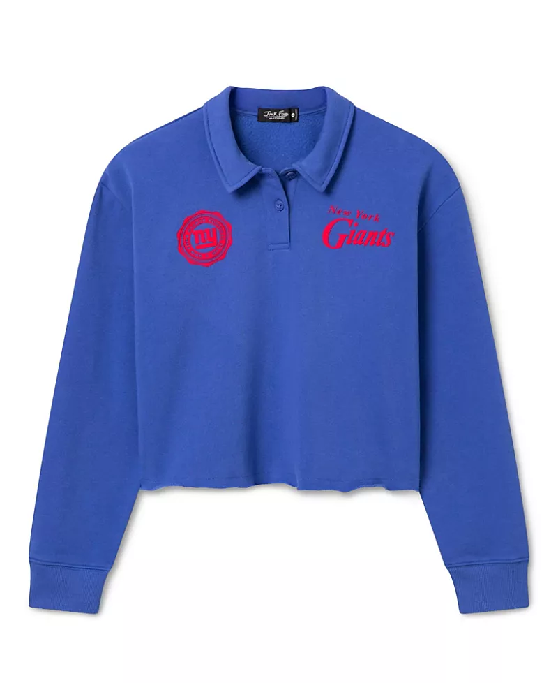 Junk Food Clothing Women's New York Giants Polo Crop Fleece