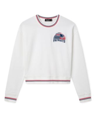 Junk Food Clothing Women's New England Patriots Cropped Striped Rib Fleece