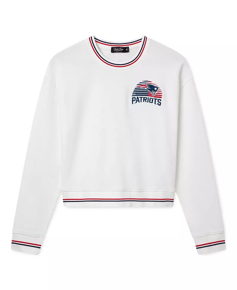 Junk Food Clothing Women's New England Patriots Cropped Striped Rib Fleece