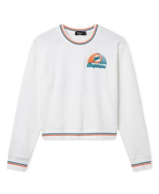 Junk Food Clothing Women's Miami Dolphins Cropped Striped Rib Fleece