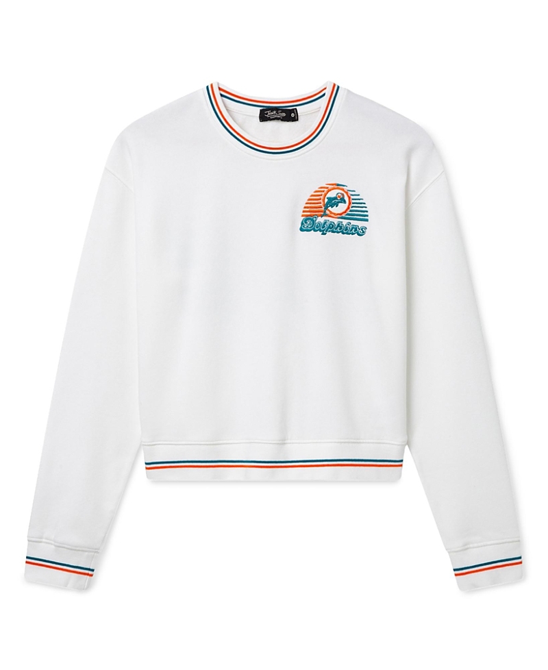 Junk Food Clothing Women's Miami Dolphins Cropped Striped Rib Fleece