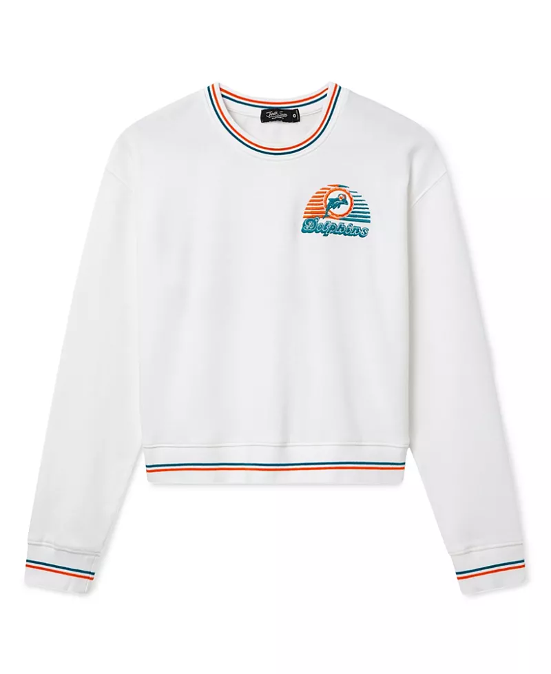 Junk Food Clothing Women's Miami Dolphins Cropped Striped Rib Fleece