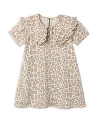 Girls' Collared Leopard Print Denim Mini Dress - Little Kid