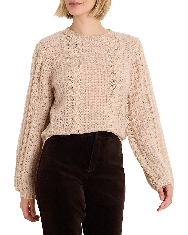 Nic+zoe Mixed Knit Puff Sleeve Sweater