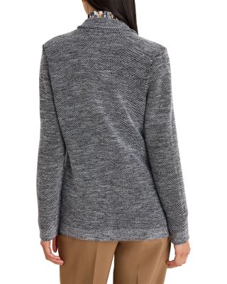 Notch Lapel Tweed Stitch Sweater Jacket - thumbnail 7
