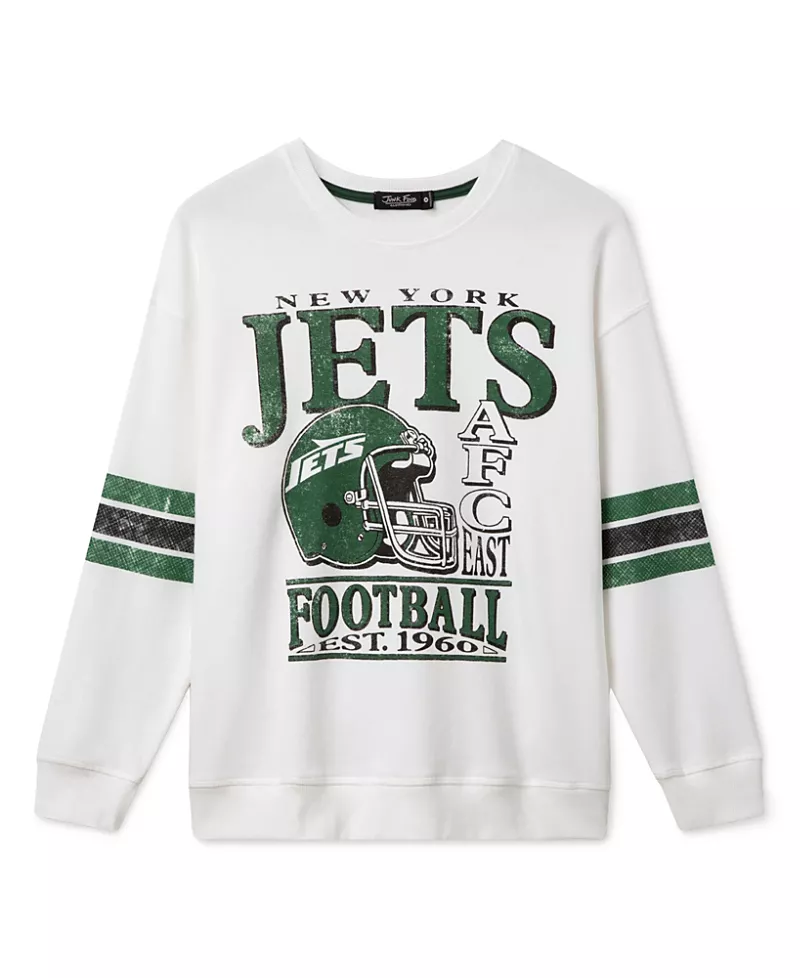 Junk Food Clothing Women's New York Jets Oversized Striped Fleece