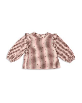 Girls' Printed Gingham Ruffled Cotton Top - Baby