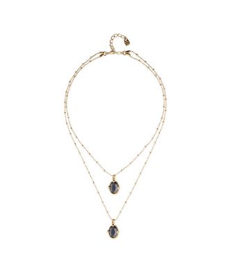  Double Necklace in  Gold and Small Faceted Crystals