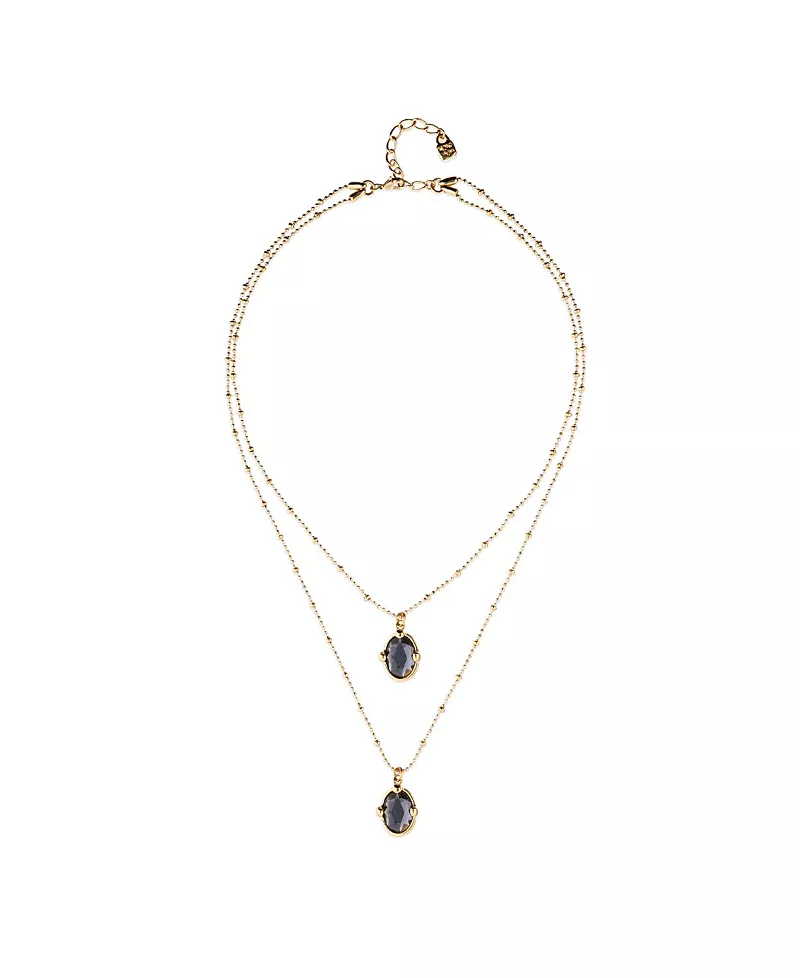 UNOde50 Double Necklace in Gold and Small Faceted Crystals