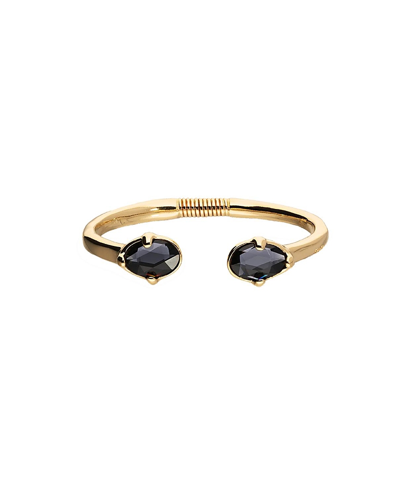 Unode50 Rigid Bracelet Plated in Gold and Black Faceted Crystals