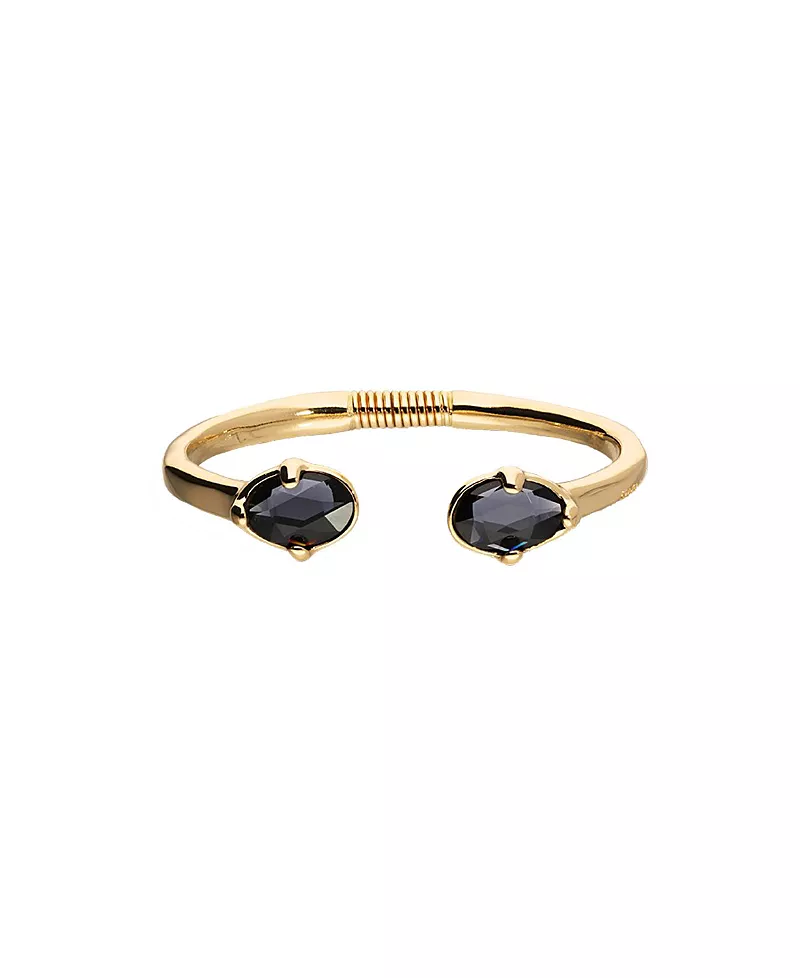 UNOde50 Rigid Bracelet Plated in Gold and Black Faceted Crystals