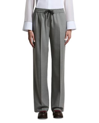 Wool Blend Flannel Straight Pants