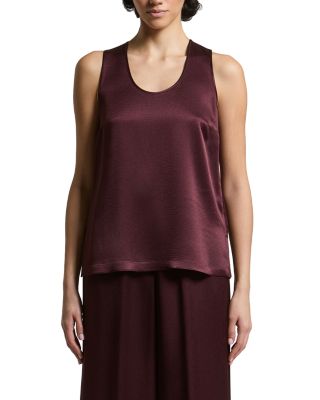 Textured Satin Scoop Neck Top