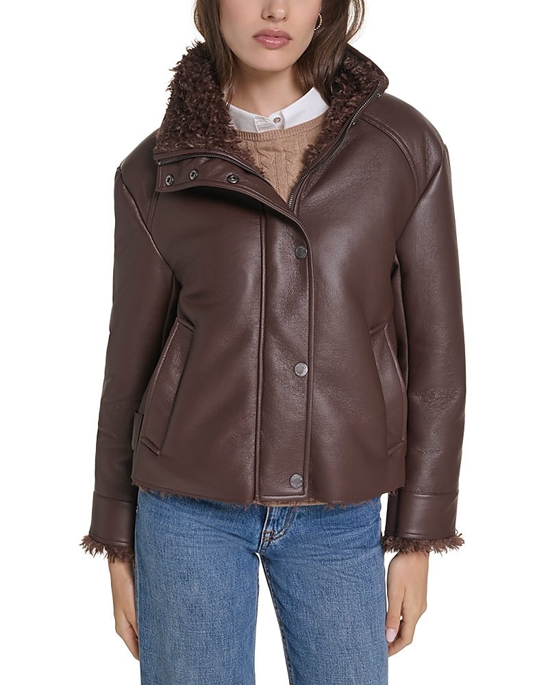 Cole Haan Cropped Faux Shearling Jacket