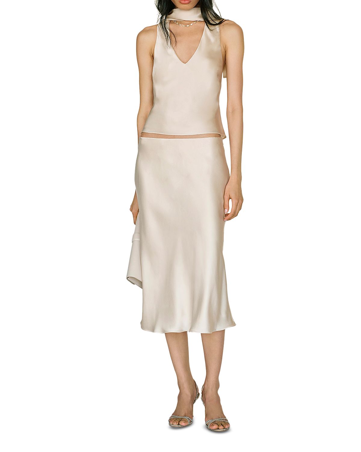 Reformation Pomelle Silk Two Piece Top & Skirt Set