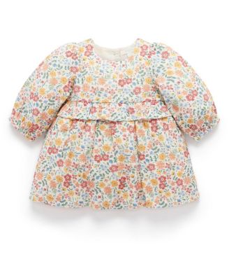 Purebaby Girls' Wild Flower Long Sleeve Dress - Baby, Little Kids