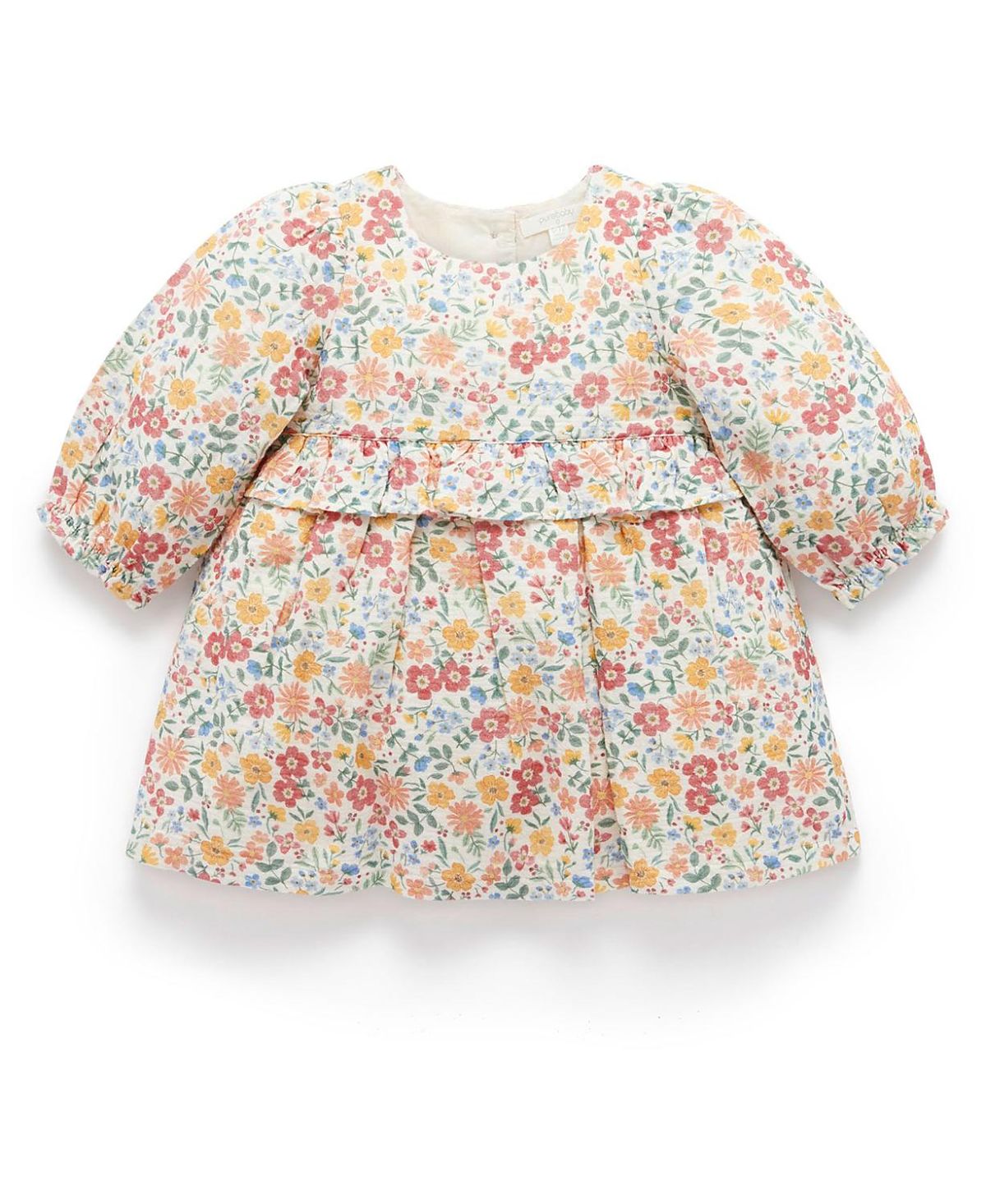 Purebaby Girls' Wild Flower Long Sleeve Dress - Baby, Little Kids